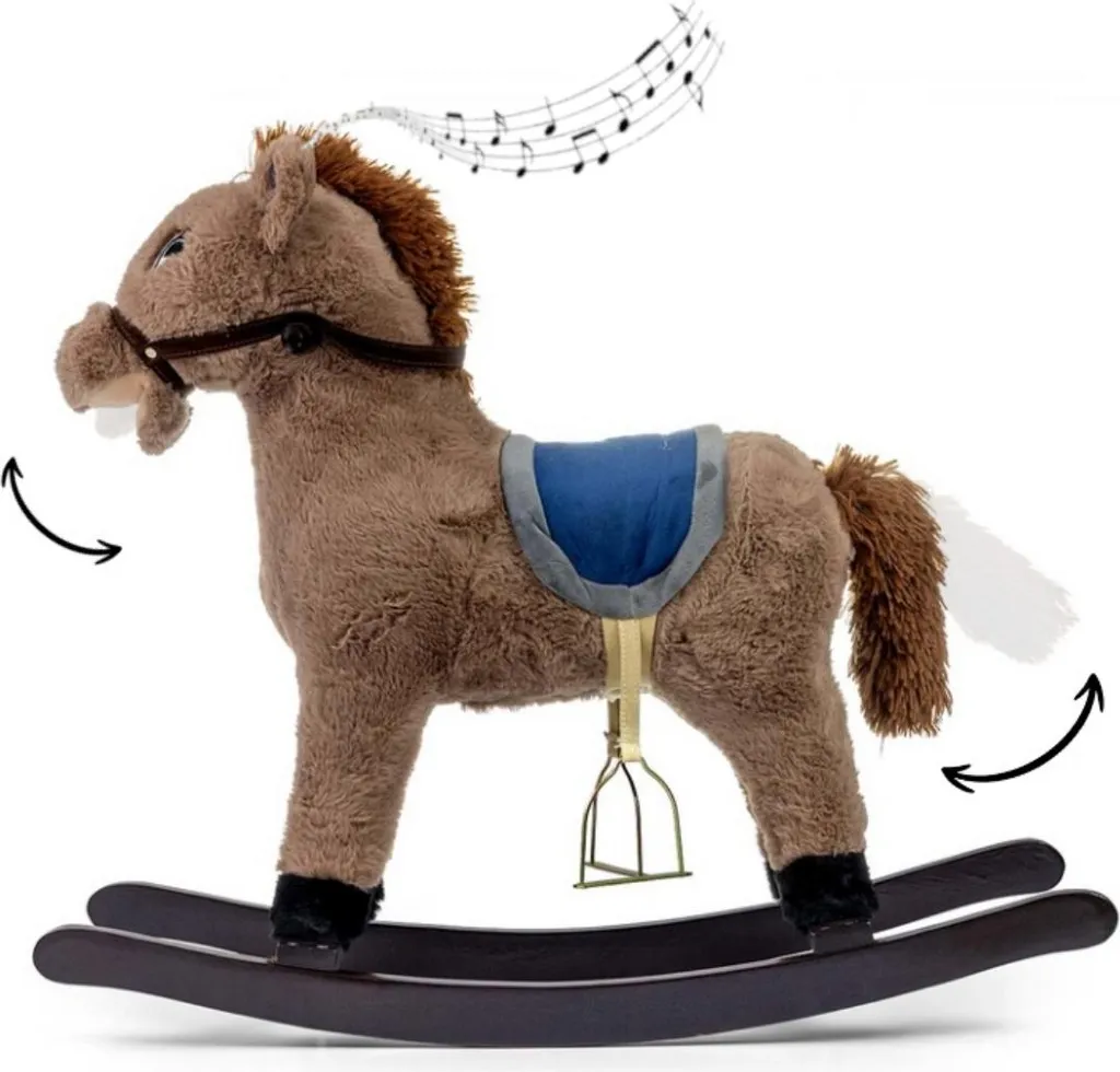Cheval à bascule Łatek brun avec sons réalistes et selle confortable