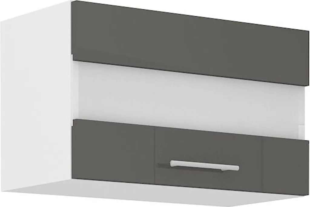 Armadietto Cucina Superiore 60 cm LAJLA Grigio/Bianco | Vetro e MDF