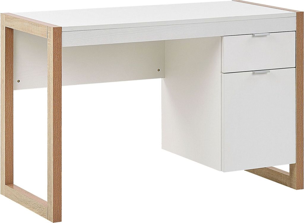 BELIANI Biurko domowe białe drewniane 110 x 50 cm 1 Zdjęcie produktu 1