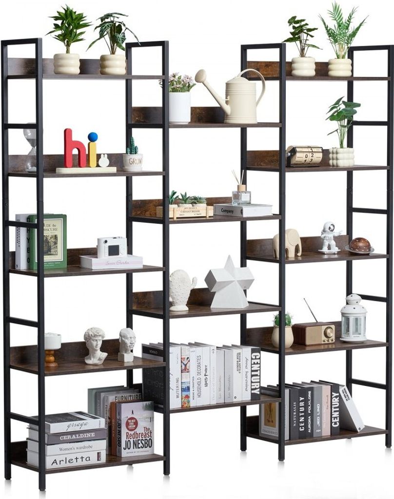Rustikales Metall-Bücherregal, 14-Schicht-Regalsystem - Wohnzimmer, Schlafzimmer & Büro - Langlebige Konstruktion, Stilvolles Design, Platzsparend