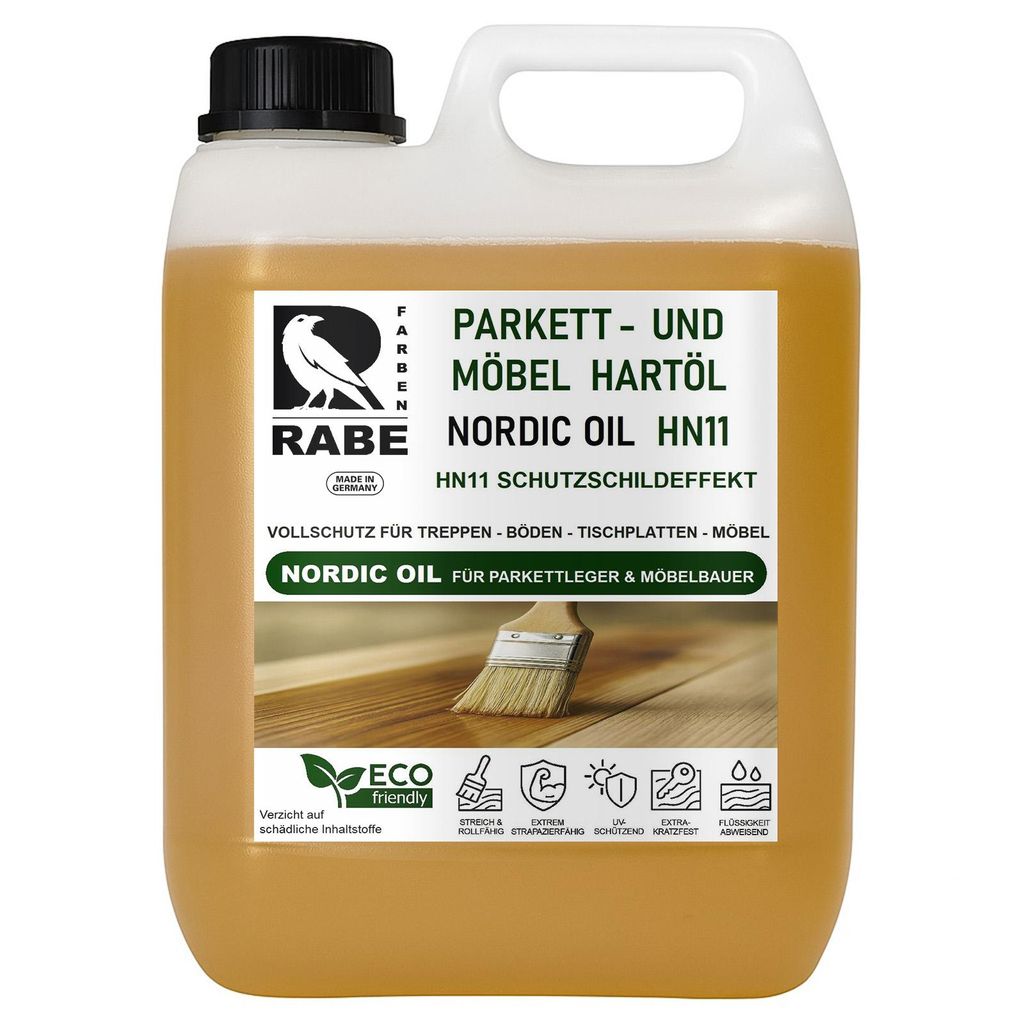 RABE Fussbodenöl 2,5Liter. Parkettöl Nordic Oil High Solid Möbelöl Holzbodenöl Natur Hartöl Holzöl