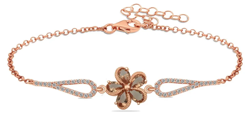 Bijou de Poignet Fleurs en Argent 925 pour Mariage et Soirée de Gala
