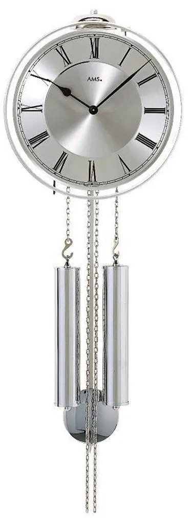 Horloge à pendule mécanique murale au style authentique et design argent