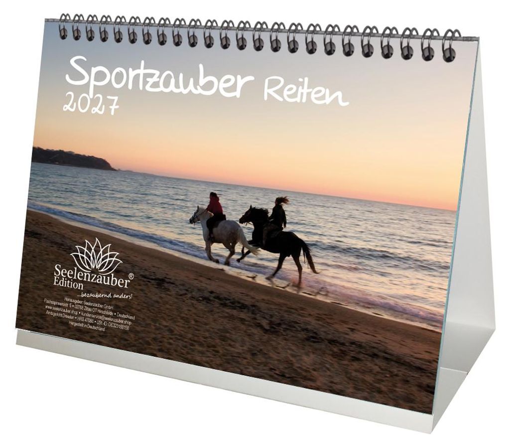 Sportzauber Reiten DIN A5 Tischkalender für 2027 Freizeit Sport Pferde - Seelenzauber