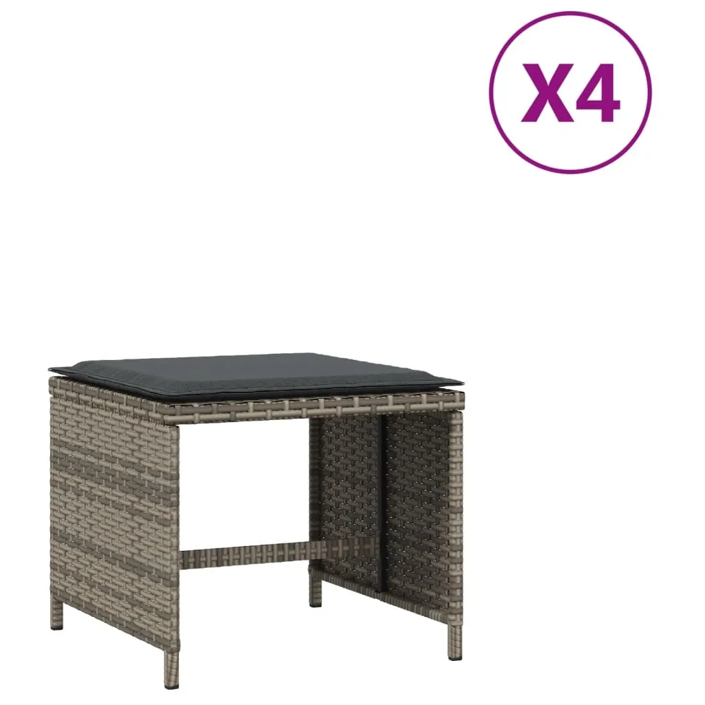 Sgabelli Giardino Grigio 4 pz in Poli Rattan con Cuscini | Offerta Outdoor