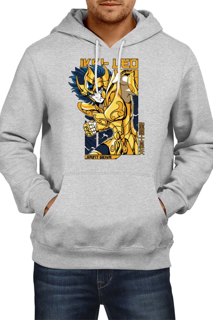 Herren Kapuzenpullover Japan Animation Manga Anime Comics Saint Anime Seiya Leo Aiolia 01 Leo, Man M / Grau