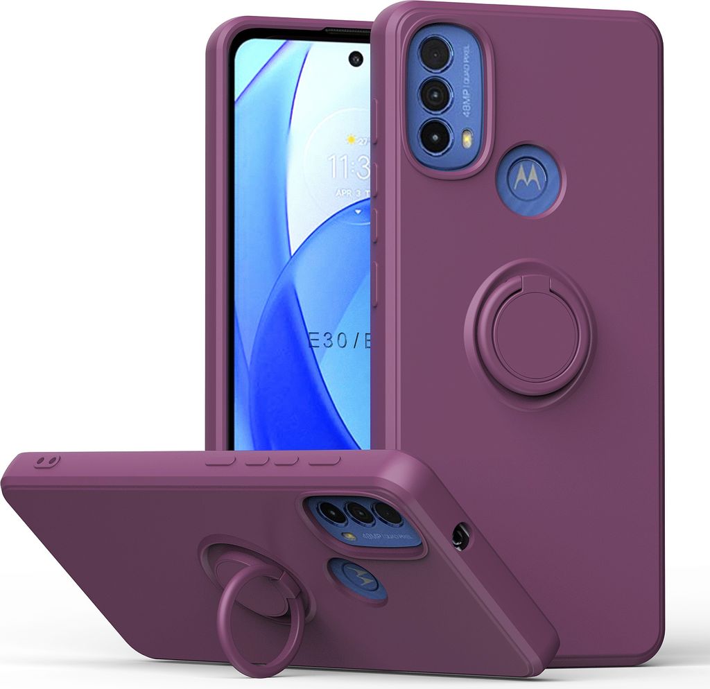 Moto E20 / E30 / E40 Handyhülle, Ring Halter Ständer Kratzfeste Weiche Silikon schutzhülle für Motorola Moto E20 / E30 / E40