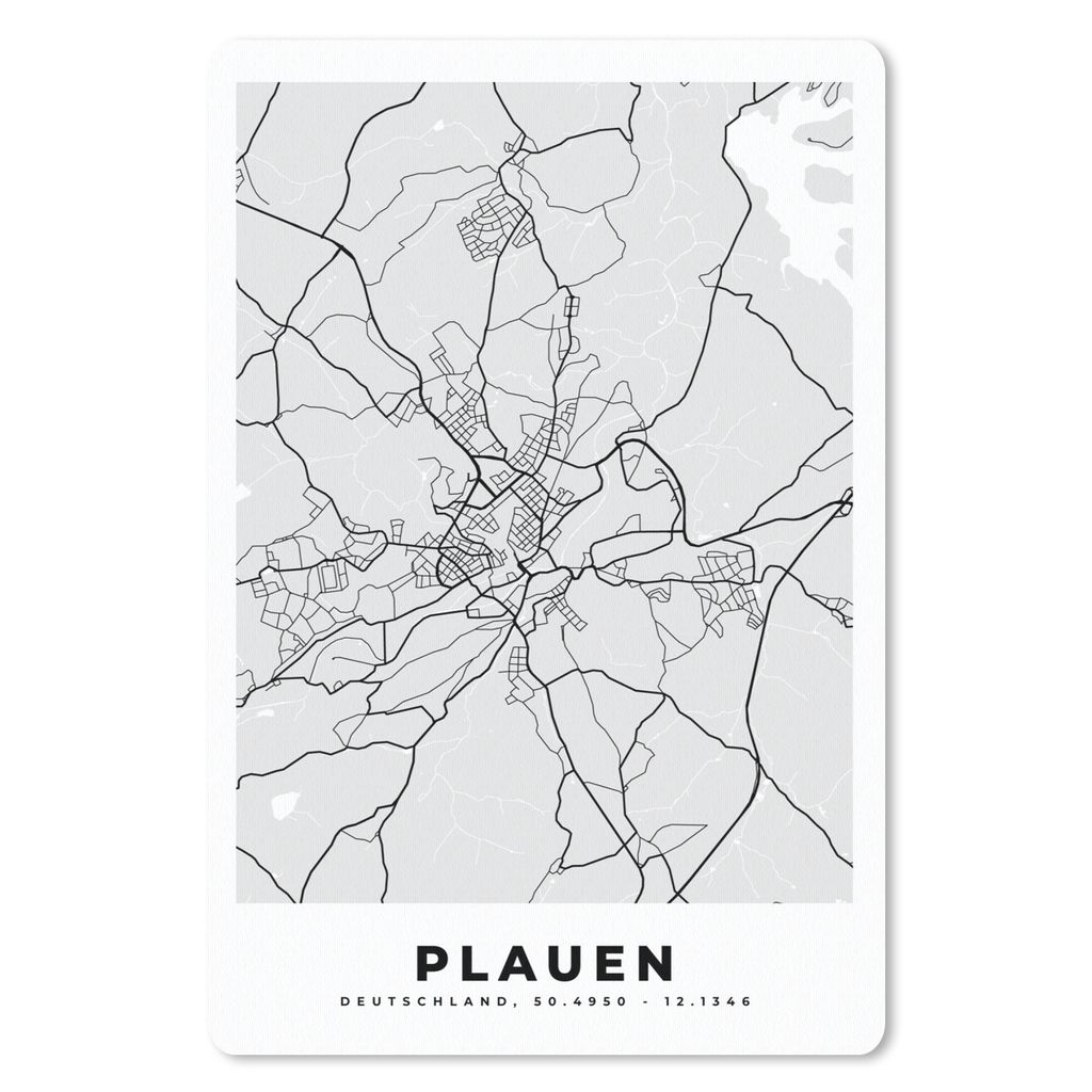 MuchoWow Mauspad Mousepad Karte - Plauen - Deutschland - Stadtplan 18x27 cm - Mousepads - Maus Mat - Pad - Mausunterlage
