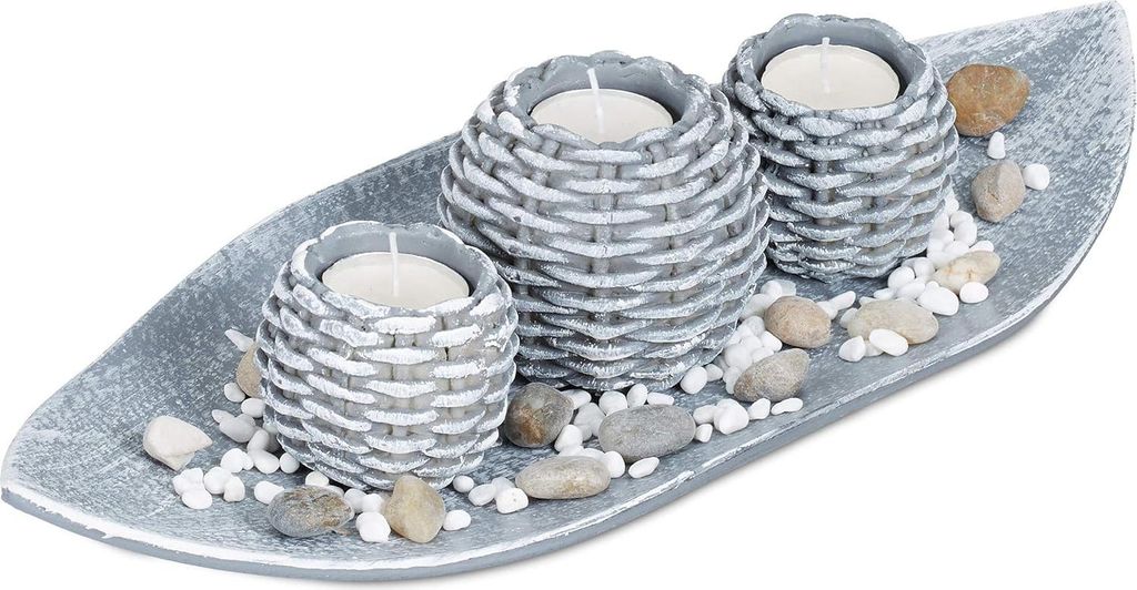relaxdays Kerzen Deko mit Schale