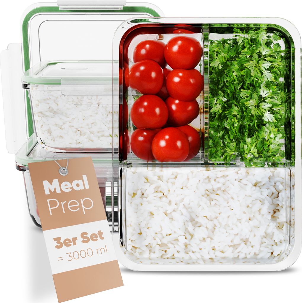 classbach® Meal Prep Boxen Glas mit Fächern | 3er Set | Produktbild 8
