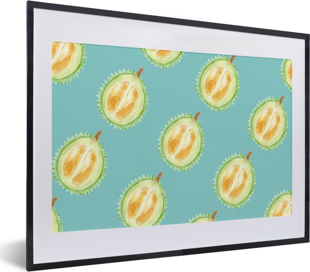 MuchoWow Gerahmtes Poster Obst - Zitrusfrüchte - Blau 40x30 cm - Poster mit Schwarzem Bilderrahmen Wandposter Rahmen Foto Bilder - Bilderrahmen ...