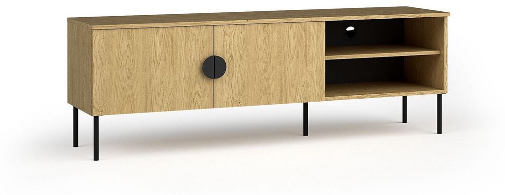 Masseno TV-Schrank AXIS 159,9 cm Fernsehschrank mit 2 Türen TV-Lowboard für Wohnzimmer Modern 159,9x40x53,6 cm Eichefarben