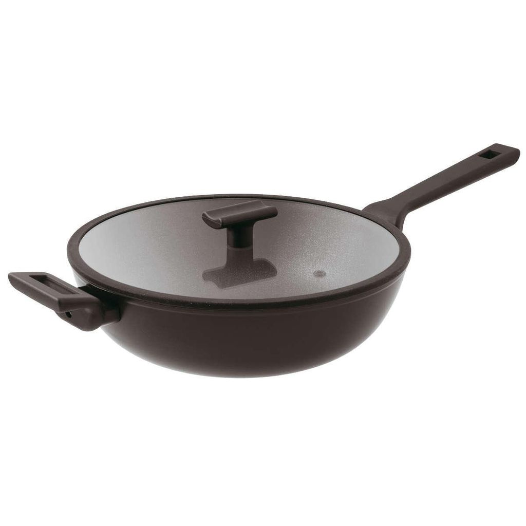 Sambonet Titan Pro Double Induction, Rund, Wok-/Bratpfanne, Schwarz, Titan, Aluminium, Bakelit, 5 l