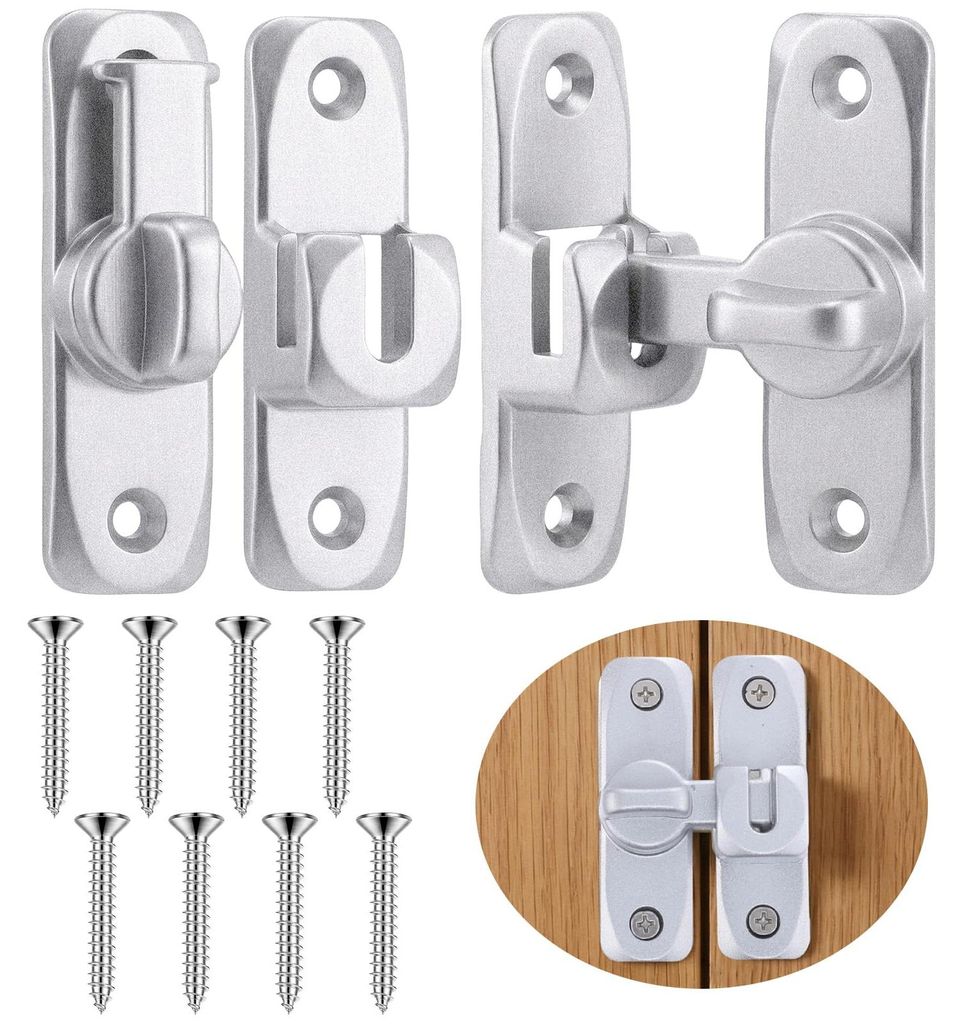 2 Türschlösser, 90/180°-Riegelschloss, Schiebetürschloss, Riegel aus Aluminiumlegierung mit Schrauben, Türriegel, Torriegel für Schiebetüren...