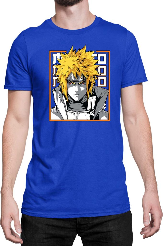 Herren T-Shirt Japan Anime Manga Naruto Minato Namikaze 02 Hokage Minato, Man L / Blau