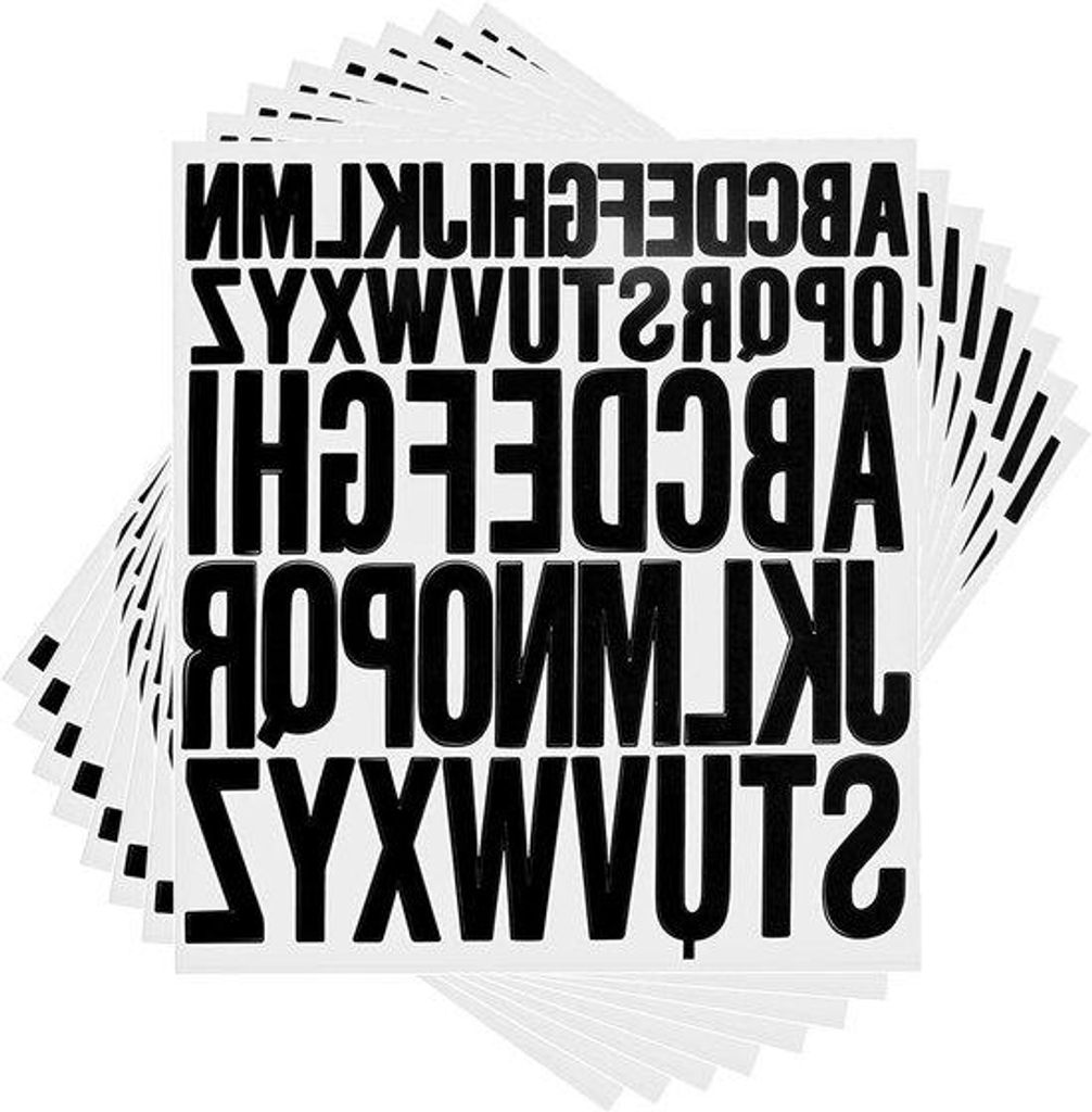 Allecto Premium – 624er-Pack selbstklebende Buchstabenaufkleber – Schwarz – Wetterfeste Alphabet-Aufkleber – Hausnummern – DIY-Scrapbook ...