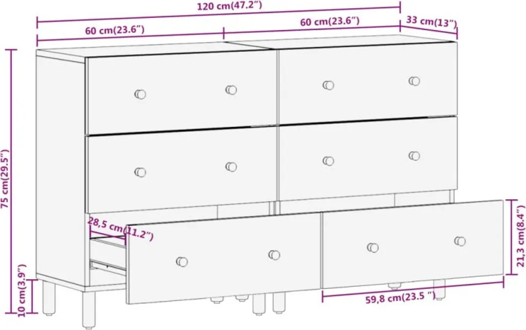 Console de rangement compacte 60 cm pour entrée et séjour - 11