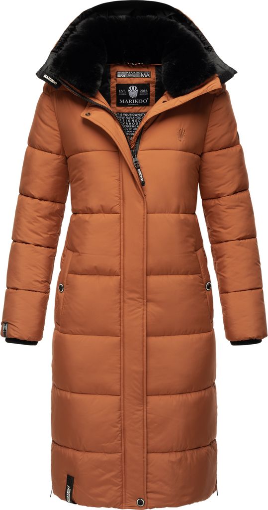 Marikoo Damen Winterjacke Parka Stepp Mantel Kunstfell gefüttert Kapuze RELIZIAA Rusty Cinnamon Gr. 44 - XXL