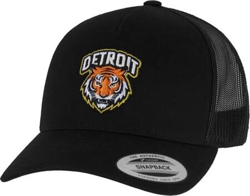 Mister Tee Detroit Tiger Head Patch Cap - Retro 5-Panel Trucker Nero UNI - 1