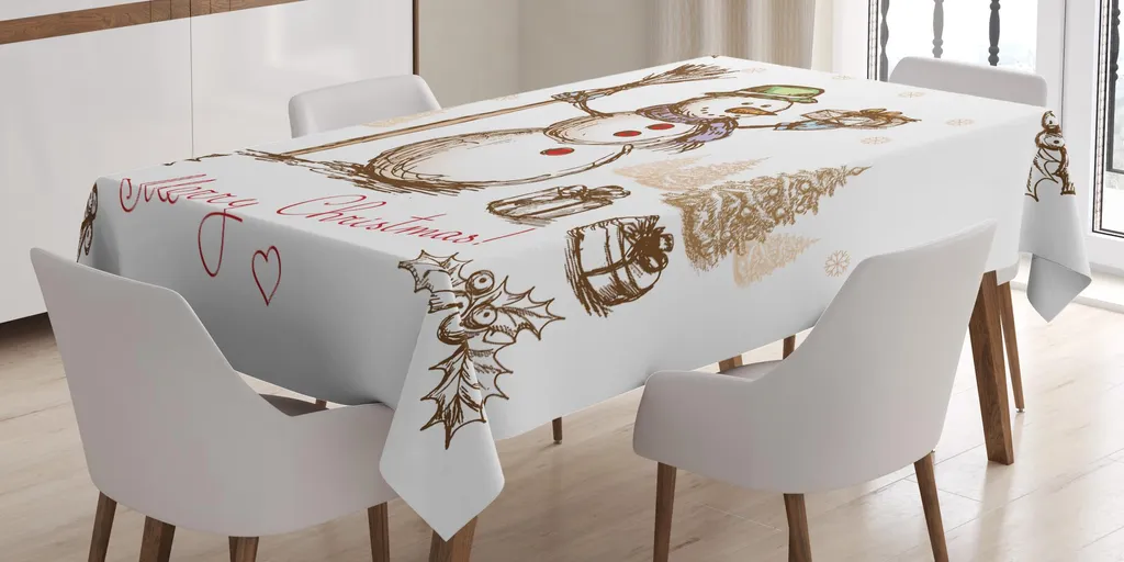 ABAKUHAUS Tovaglia Natalizia Pupazzo di Neve 140x170 cm Antimacchia