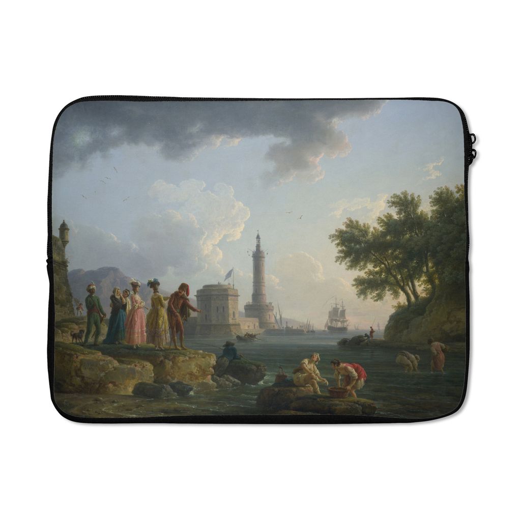 MuchoWow Laptop Hülle 17 Zoll Laptoptasche Eine Meeresküste - Gemälde von Claude Joseph Vernet - Zipper - Schutzabdeckung
