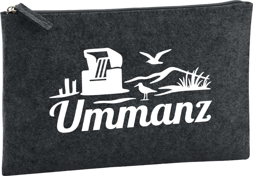 Huuraa Kulturbeutel Ummanz Strandmotiv 1 Liter Charcoal Filz Kosmetiktasche Geschenkidee