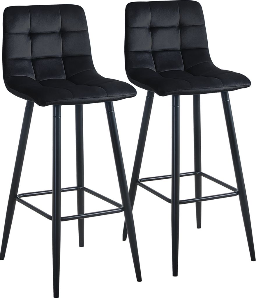 CLIPOP Hoher Barhocker 2er Set aus Samt, für Bar, Theke und Produktbild 