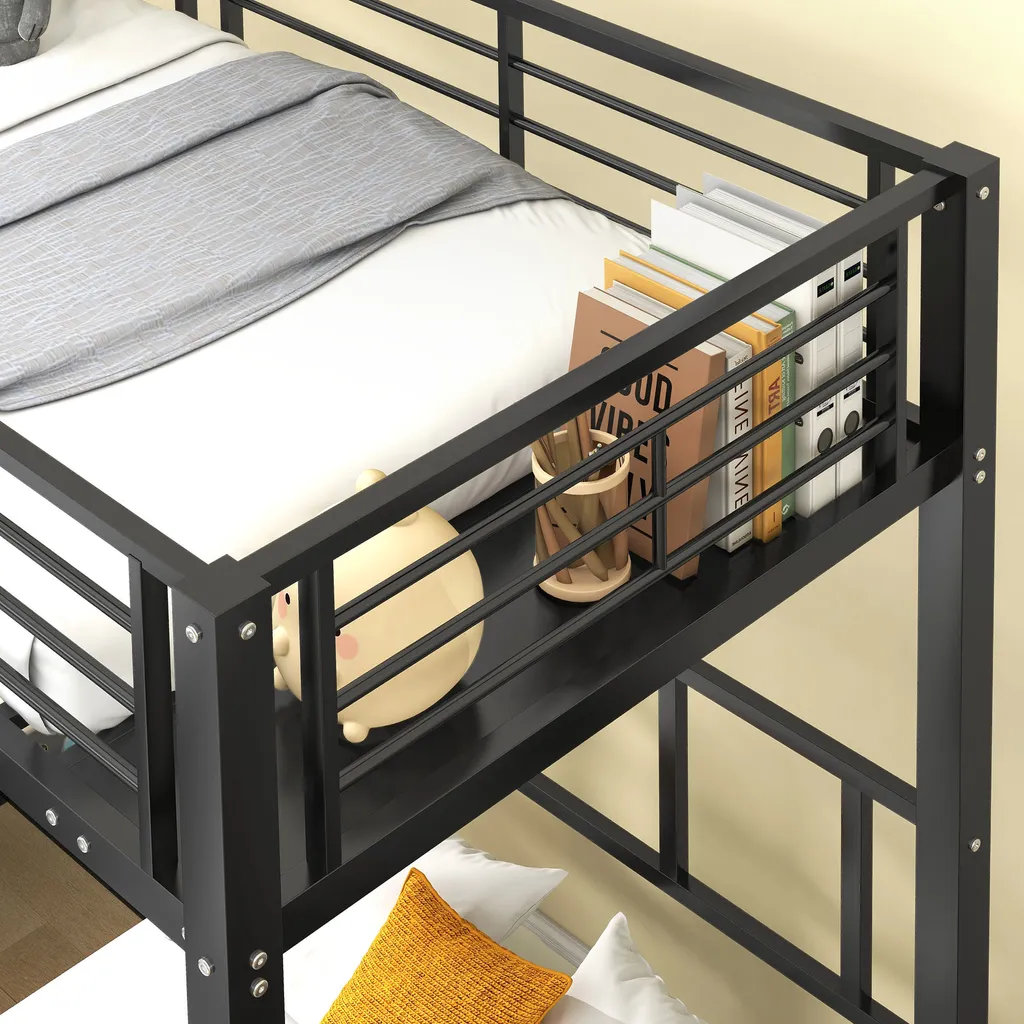 Lit Superposé Antichute Noir 90x200 - La Solution Petit Espace