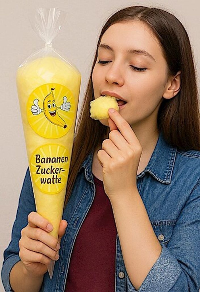 Zuckerwatte Banane im Poly-Spitzbeutel 70g | mit leckerem Bananen-Geschmack