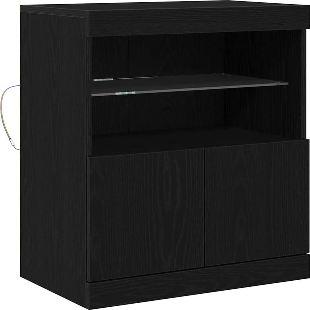 "SALE 2026"LED-Sideboard/Highboard - elegante Design - Mehrzweckschrank - Schwarz 60,5 x 37 x 67 cm Holzwerkstoff - Kommoden DE7722708