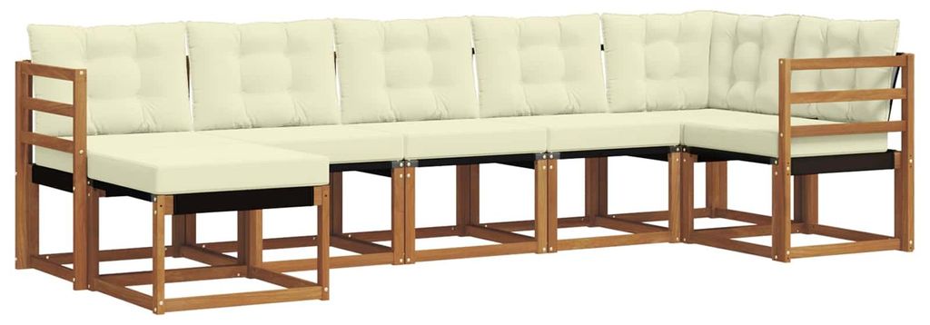 vidaXL Outdoor-Sofagarnitur mit Kissen 7 pcs Natur und Creme
