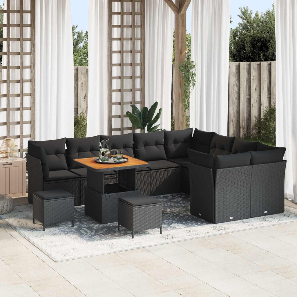 Maison Exclusive - Gartensofa-set 12 pcs Schwarz Poly-Rattan