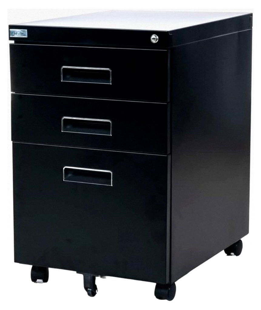 Büro Metall Rollcontainer mit 3 Schubladen für Hängeregister, Paul Metall, schwarz, Büromöbel, Aktenschrank 390x520x620 mm
