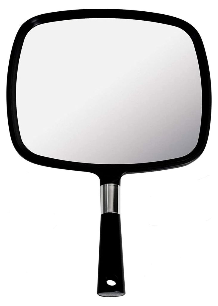 Handspiegel für Friseure mit Griff, rechteckiger Spiegel zum Haarschneiden, tragbarer Spiegel — 23 cm x 33 cm (Schwarz)