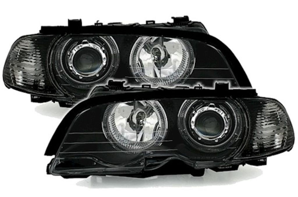 CCFL Angel Eyes Scheinwerfer für BMW 3er E46 Coupe / Cabrio 03-06 schwarz  Set