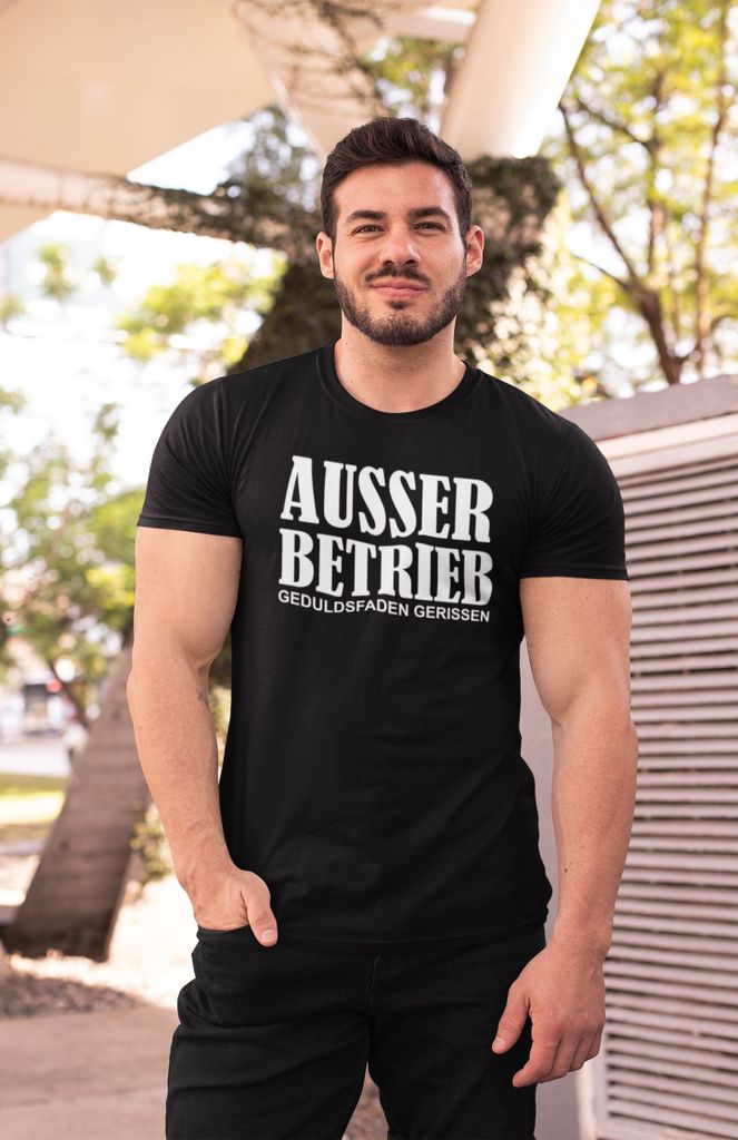 Herren Ausser Betrieb T-Shirt Schwarz Weiß 4XL Wessdruck
