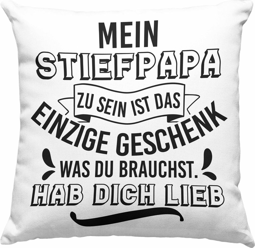 Trendation - Stiefpapa Deko-Kissen mit Füllung 40x40 Spruch Produktbild 
