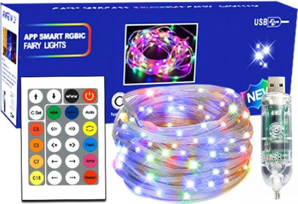 INF 5M 50 LED Pixel Lichterkette mit Bluetooth Steuerung - USB RGBIC Lichter