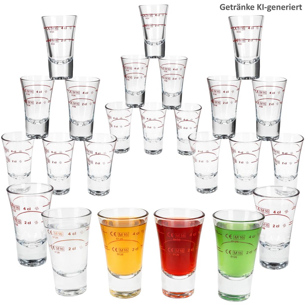 24x Boston Schnapsgläser geeicht 2cl 4cl Shotglas Pinnchen Produktbild 
