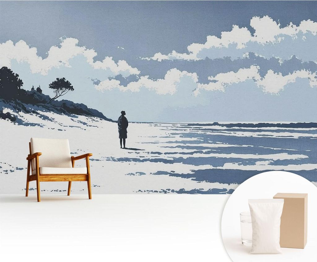 Fototapete - 416x254 cm - Tapete - Wandtapete - Wandbilder - Dekofolie - Tapete Folie - Wand - Dekoration - Wohnzimmer - Stille am Strand