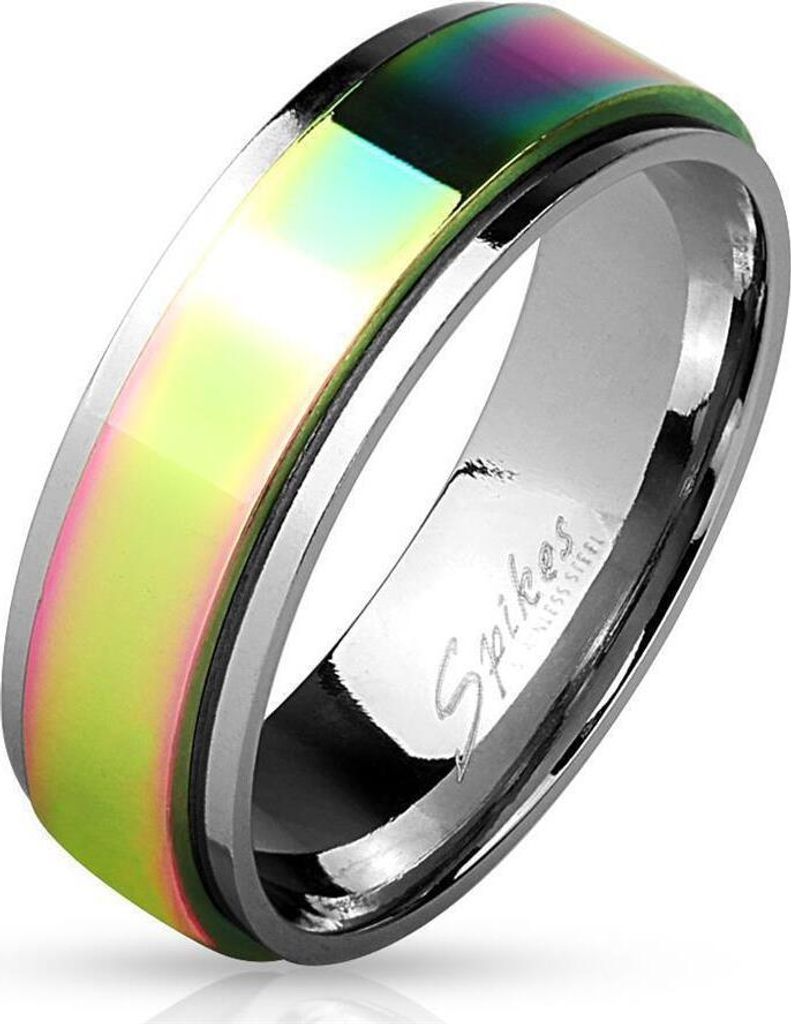 54 (17.2) Bungsa SPINNER-RING Edelstahl Regenbogen - EdelstahlRING