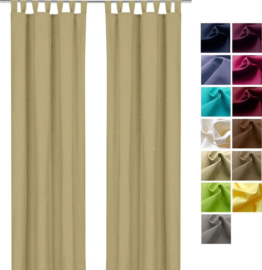 heimtexland Dekoschal Baumwolle Uni Gardine Kräuselband Schlaufen Vorhang Blickdicht Natur Typ625 Schlaufenschal HxB 160x125 cm Taupe