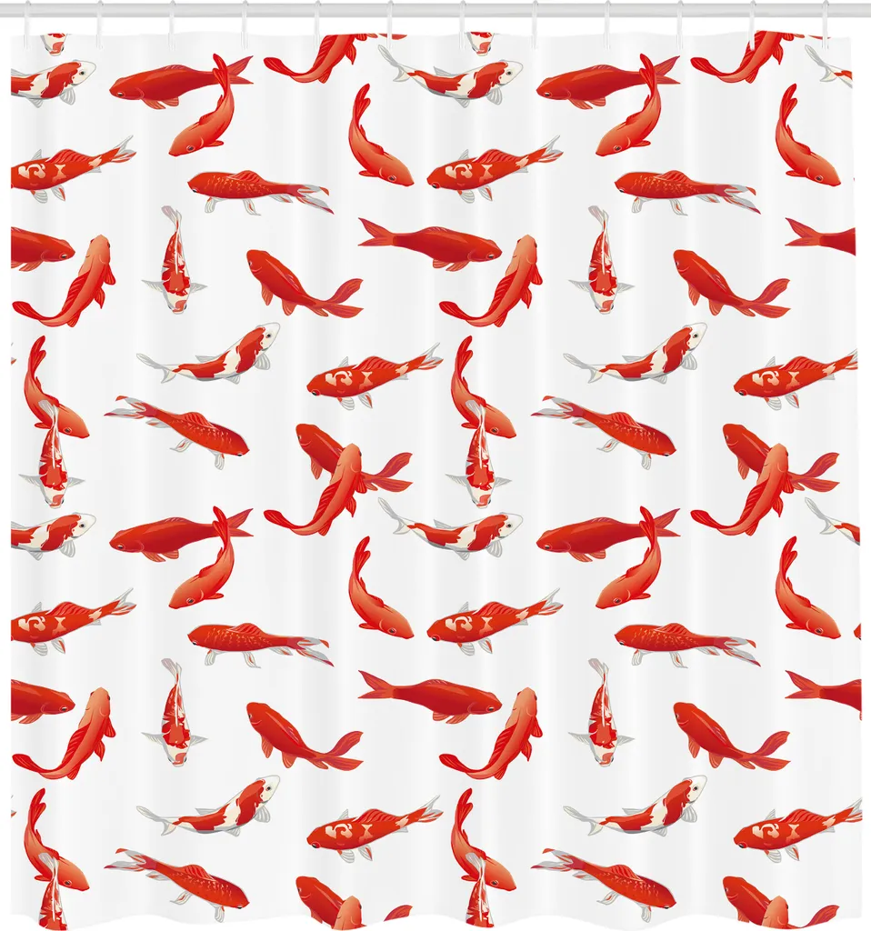 Rideau de douche anti-moisissure tissu Koi pour sol toujours sec