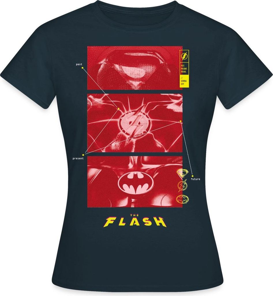 Spreadshirt The Flash Anzüge Supergirl Flash Batman Mit Logos Frauen T-Shirt, XXL, Navy