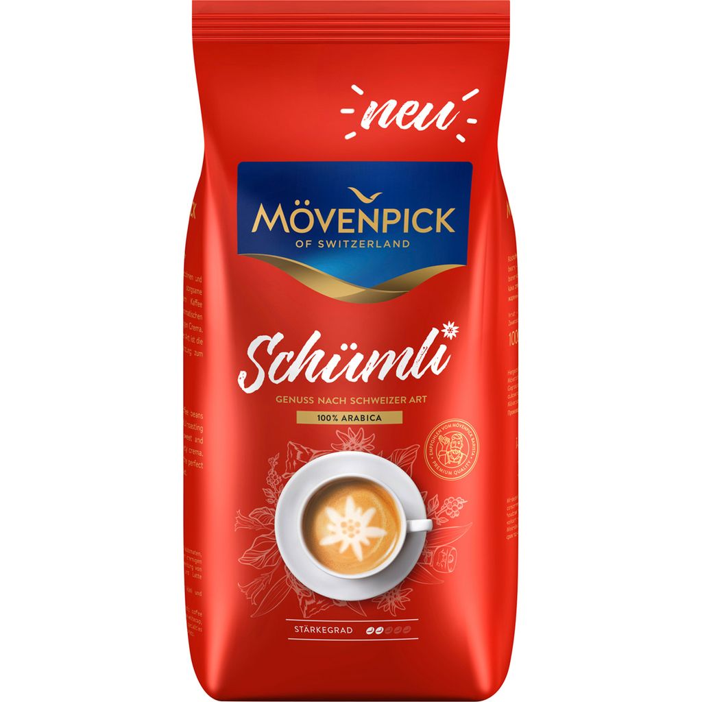 A bag of Mövenpick SCHÜMLI coffee beans.
