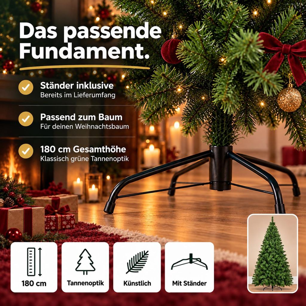 Weihnachtsbaum grün künstlich 180 cm