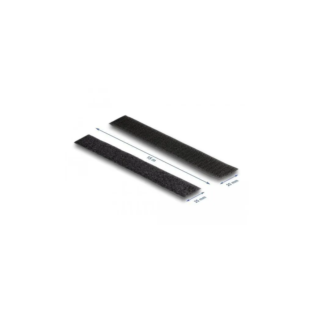 Bande de Fixation Klettband Robuste 15m x 25mm Noir Delock Découpable
