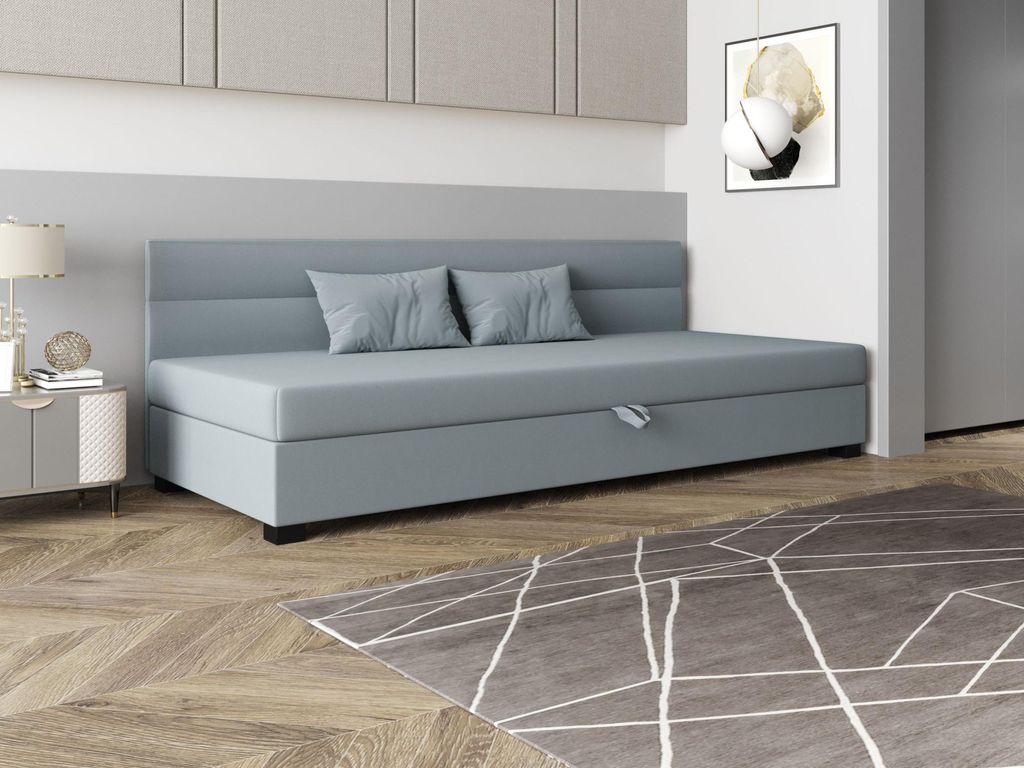 Einzelbett mit Polsterung 80x195 NALINDA BIZ 2 - blaugrau