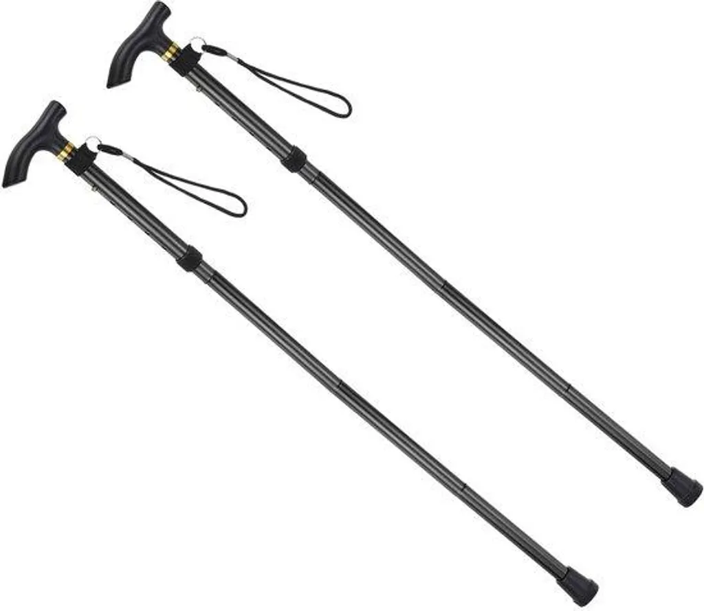 Cannes de marche télescopiques en aluminium noir pour sportifs outdoor