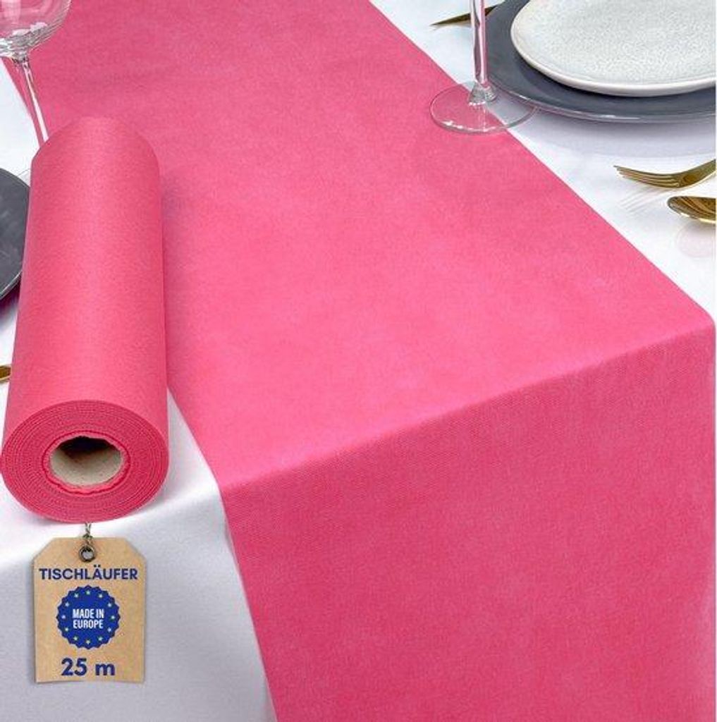 Fuchsia-Roza Tafelloper, Non-wovens, 25 Meter x 30 Centimeter, Rol, Dekoration für Tauf, Kommunion, Hochzeit, Geburtstag